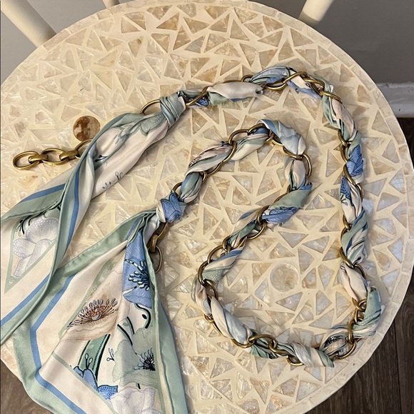 AUTHENTIC Zimmermann Floral Scarf with Gold Chain Accent - Picture 3 of 12